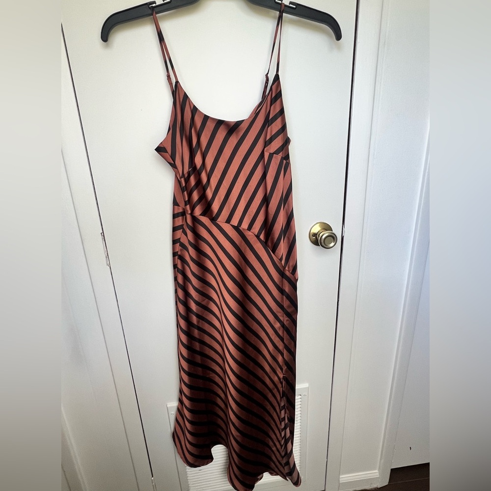 A New Day Asymmetrical Slip Dress Brown and Black